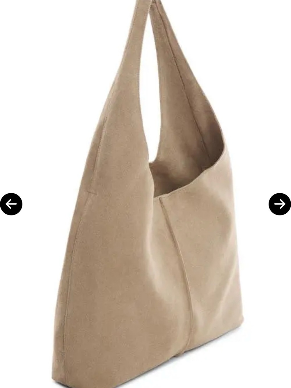 MANGO Faux Suede Taupe Hobo Shoulder Bag